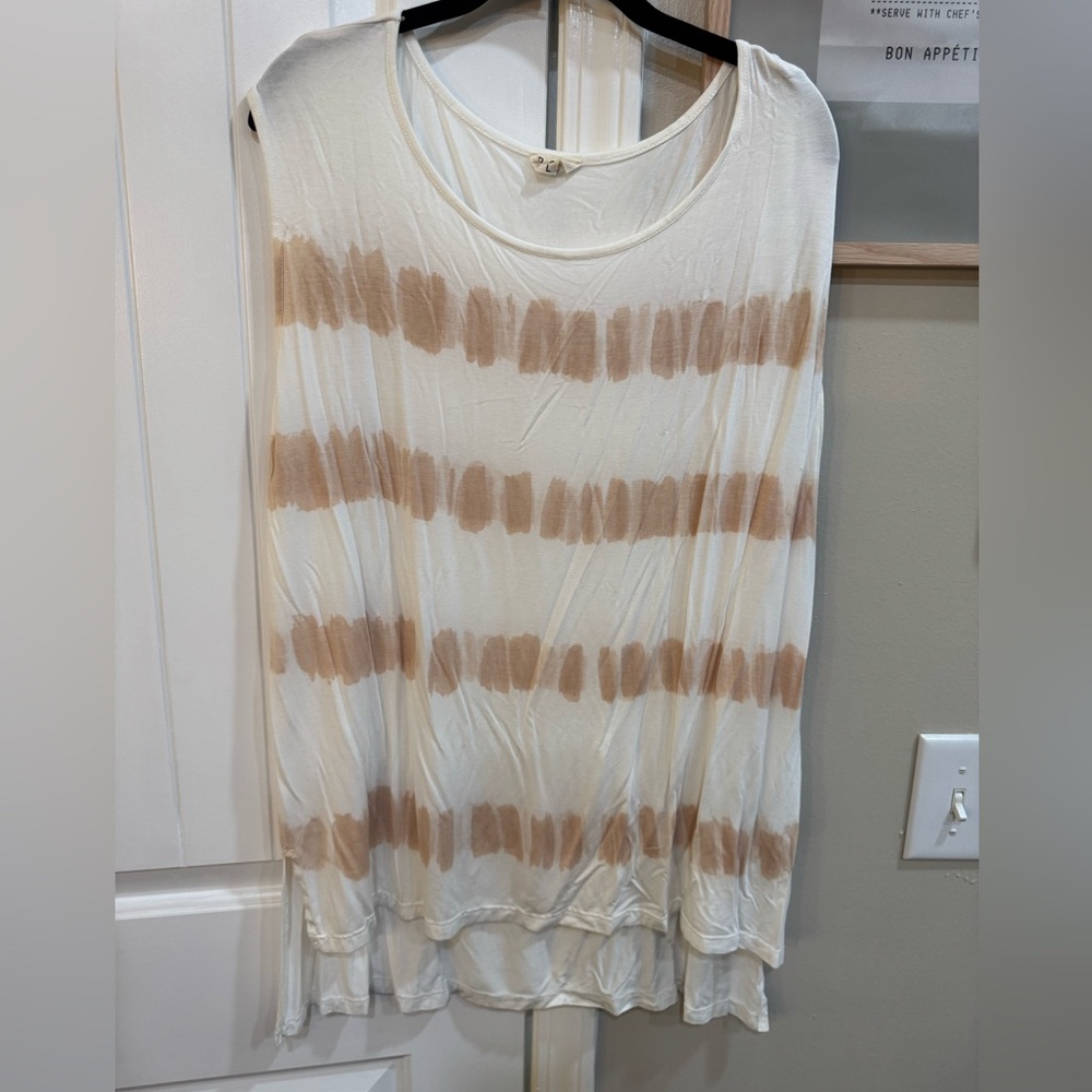 POL Cream and Tan Striped Top
